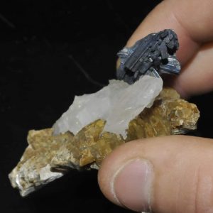 Bournonite on siderite from Saint-Pons (Alpes-de-Haute-Provence, France)