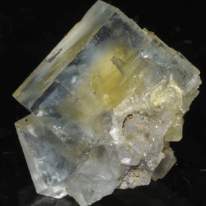 Fluorite with blue envelope and yellow core (the Burc mine, France)