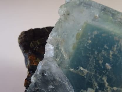 Chalcopyrite et quartz, sur fluorine bleue, Le Burg, Tarn. (81)