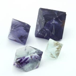 Lot de 4 cristaux de fluorine de Boltry, Seilles, Belgique.