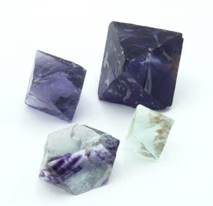 Lot de 4 cristaux de fluorine de Boltry, Seilles, Belgique.