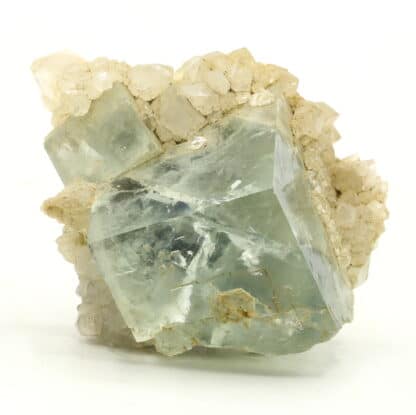 Fluorite bleue sur quartz de la mine du Burc, Tarn.
