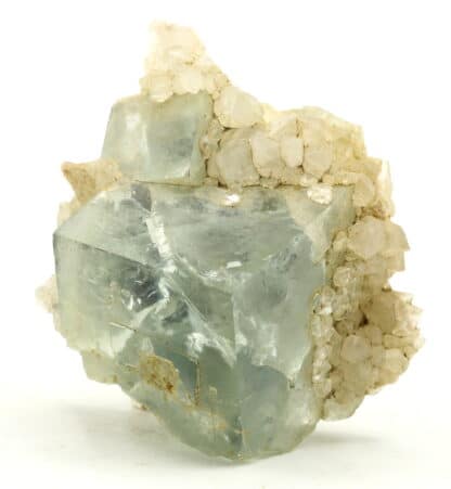 Fluorite bleue sur quartz de la mine du Burc, Tarn.