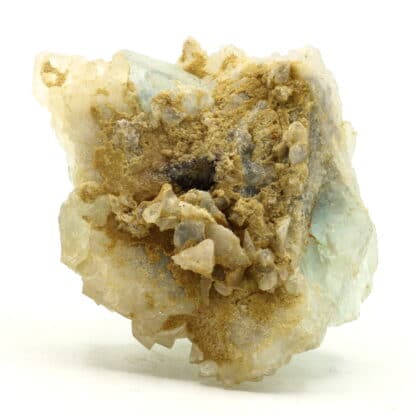 Fluorite bleue sur quartz de la mine du Burc, Tarn.