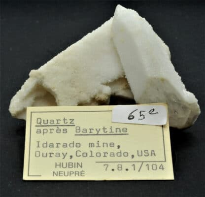 Quartz après Barytine (Baryte), Idarado Mine, Ouray, Colorado, USA.