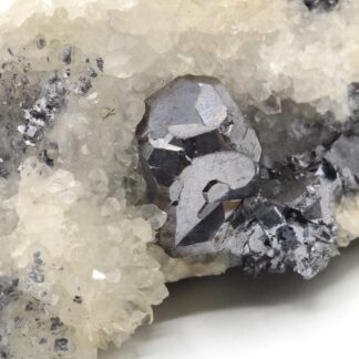 Galène sur quartz de Neudorf, Saxe, Allemagne.