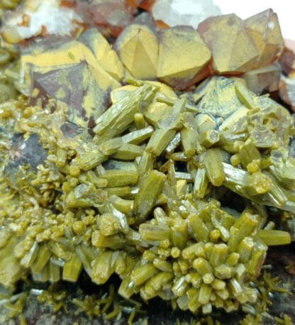 Pyromorphite sur Quartz, Les Farges, Ussel, Corrèze.