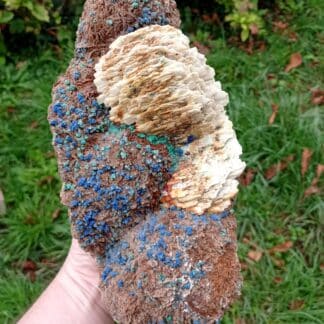 Tétraédrite pseudo en Azurite, et Baryte, Usclas du Bosc, Loiras, Hérault.