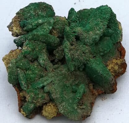 Bournonite, malachite, stibiconite, Le Loiras, Hérault.