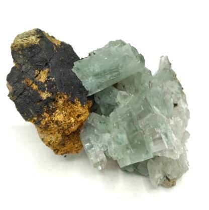 Baryte (Barytine) et Malachite, Shangulowe, Katanga, Congo RDC.