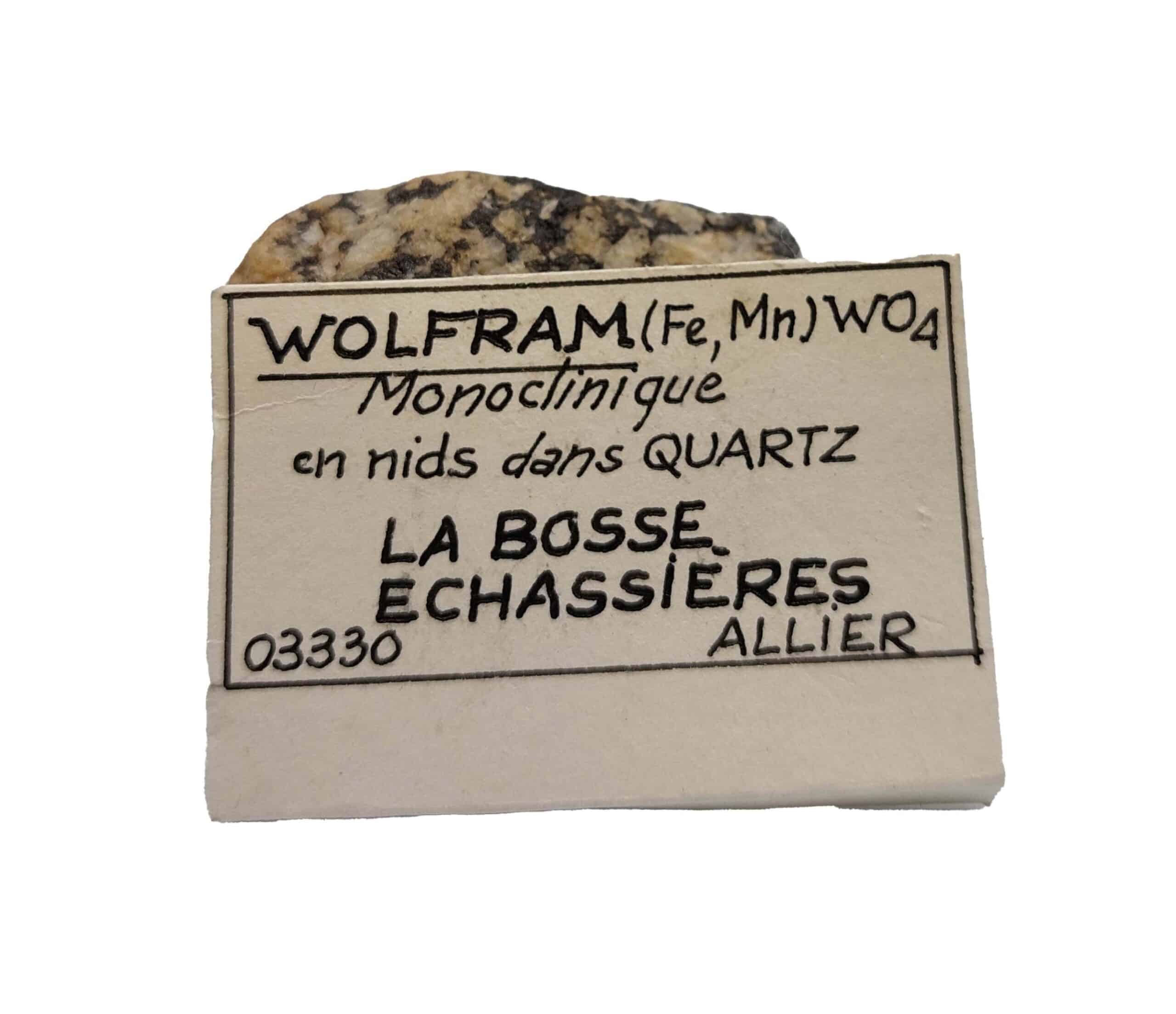 Wolframite, Carrière de Beauvoir, La Bosse, Allier.