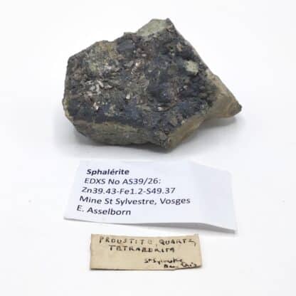 Sphalérite & Pyrite, Mine Saint-Sylvestre, Urbeis, Bas-Rhin.